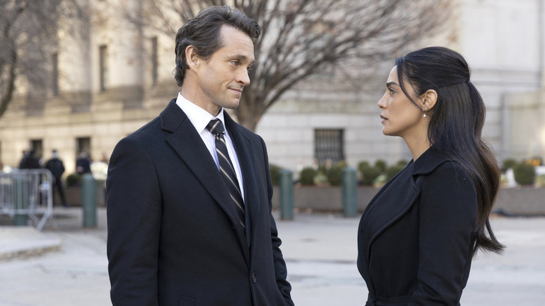 Hugh Dancy as Nolan Price and Odelya Halevi as Samantha Maroun in Law & Order