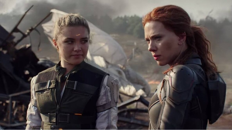 Florence Pugh and Scarlett Johansson in "Black Widow"