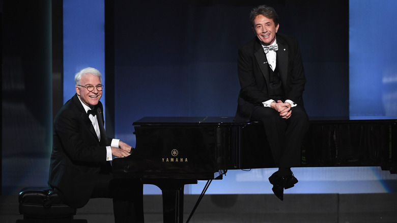 Steve Martin and Martin Short performing together on stage