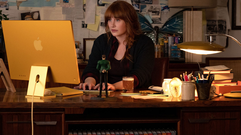 Elly Conway typing at desk