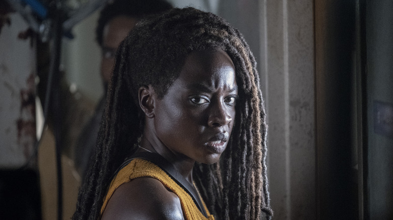 Michonne wearing yellow shirt