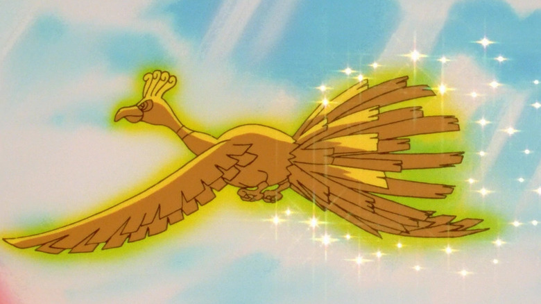 A golden Ho-Oh in the sky