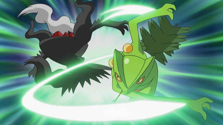 Ash's Sceptile slashes at Tobias' Darkrai