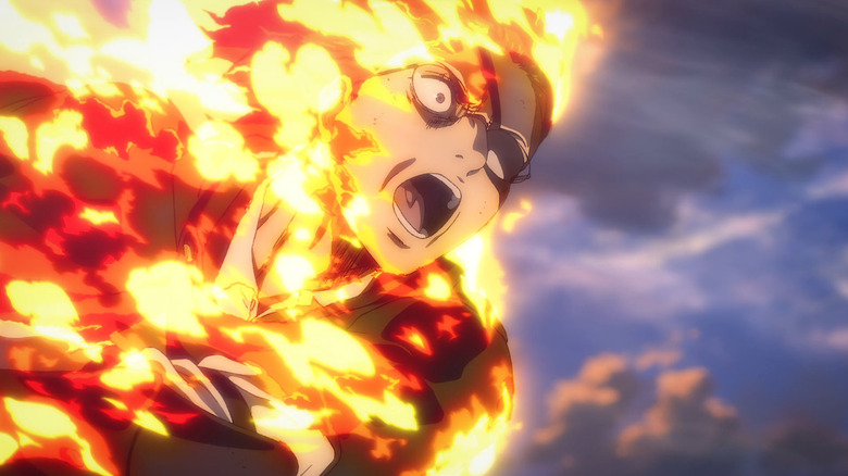 Hange bursts into flames