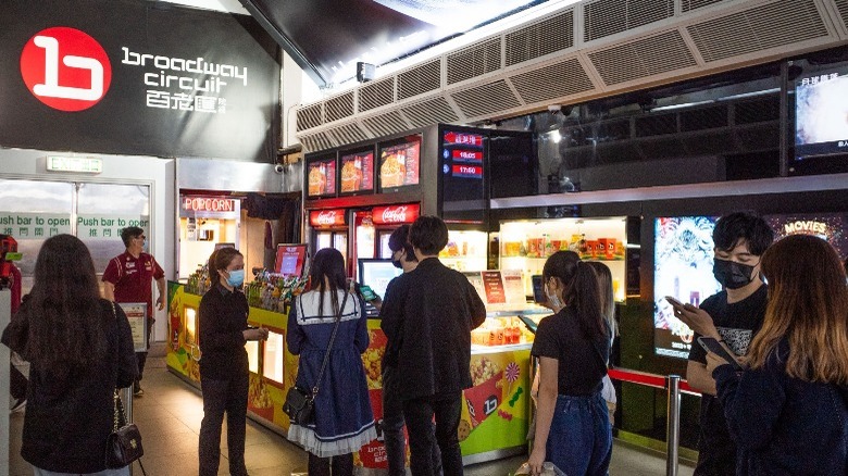 Moviegoers at a Chinese movie theater 