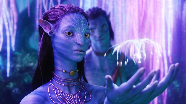 Zoe Saldana and Sam Worthington forest Avatar