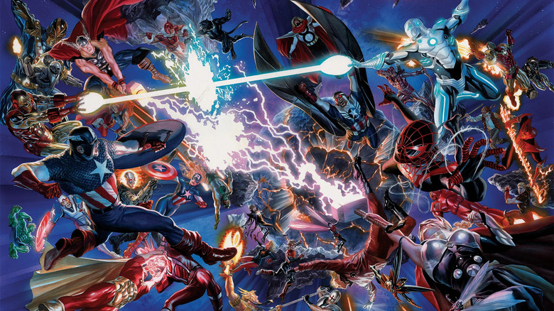 Marvel superheroes battling one another