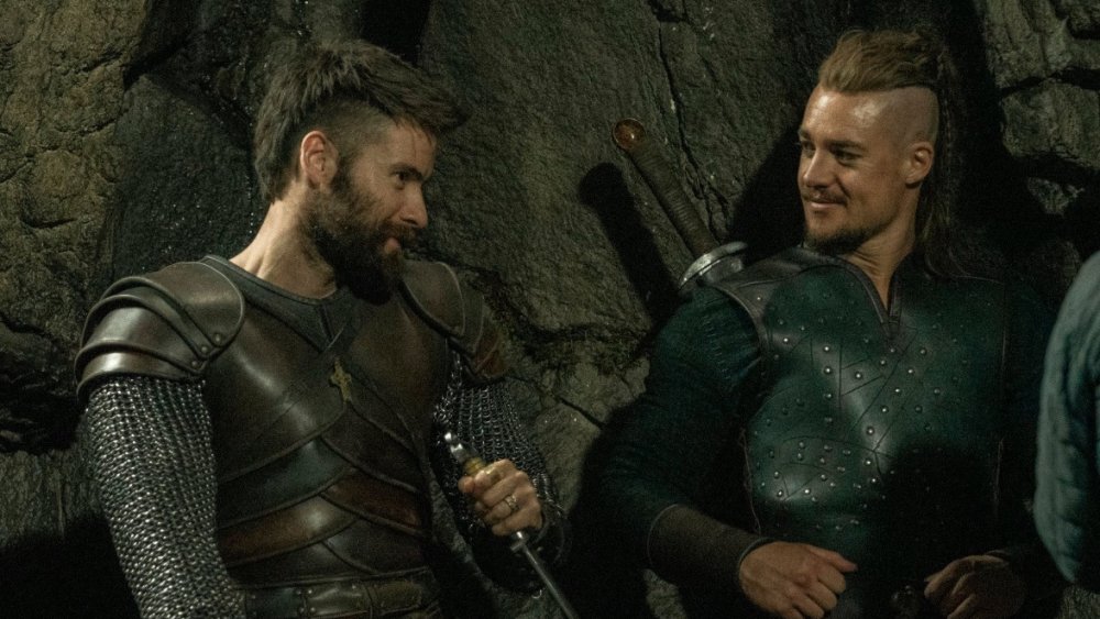 Alexander Dreymon and Mark Rowley as Uhtred and Finan on The Last Kingdom