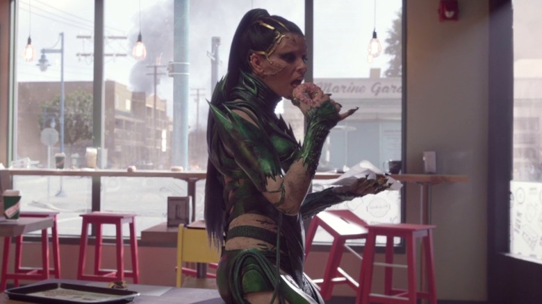 Rita Repulsa eating Krispy Kreme