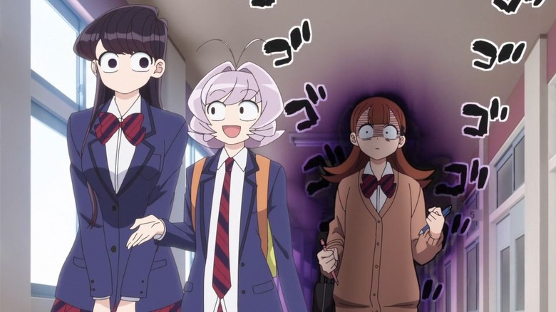 Komi, Najimi, and Yamai from Komi Can't Communicate walking