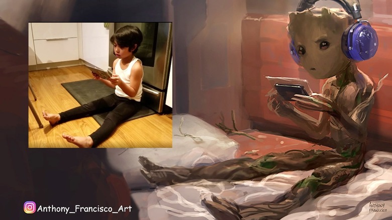 Anthony Francisco's son and Teen Groot concept art