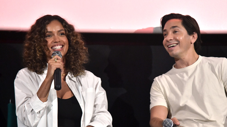 Georgina Campbell and Justin Long smiling