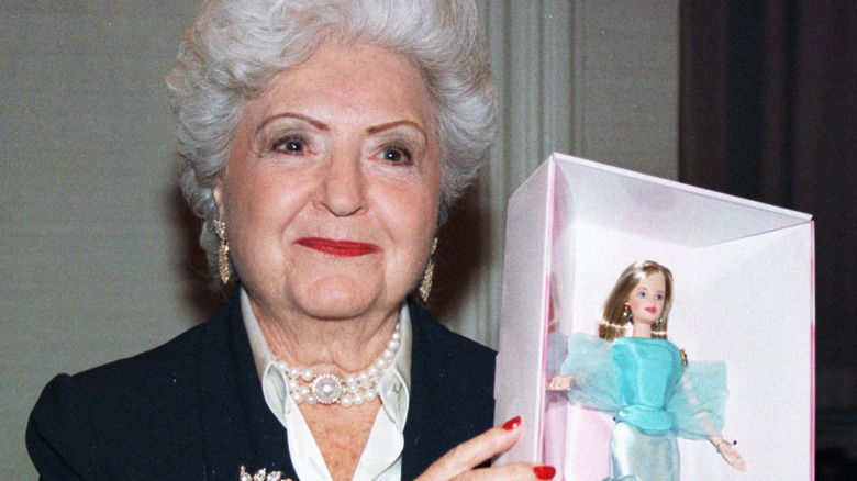 Ruth Handler holding a Barbie box