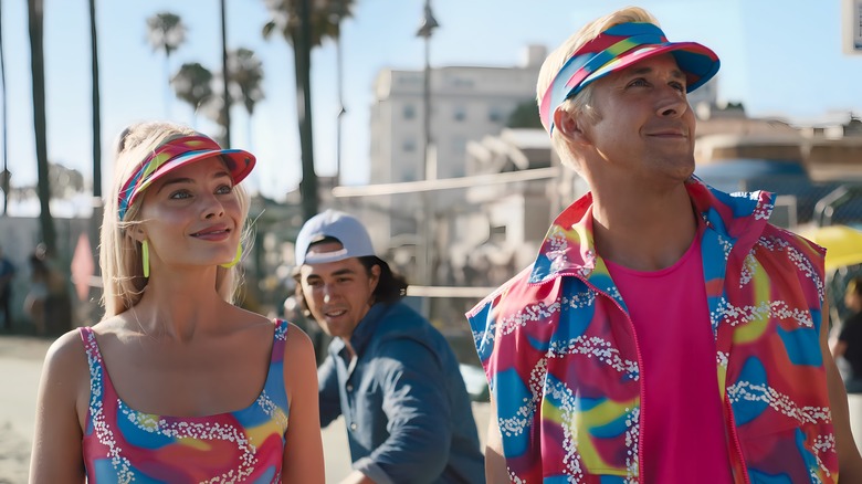 Barbie and Ken rollerblading neon outfits