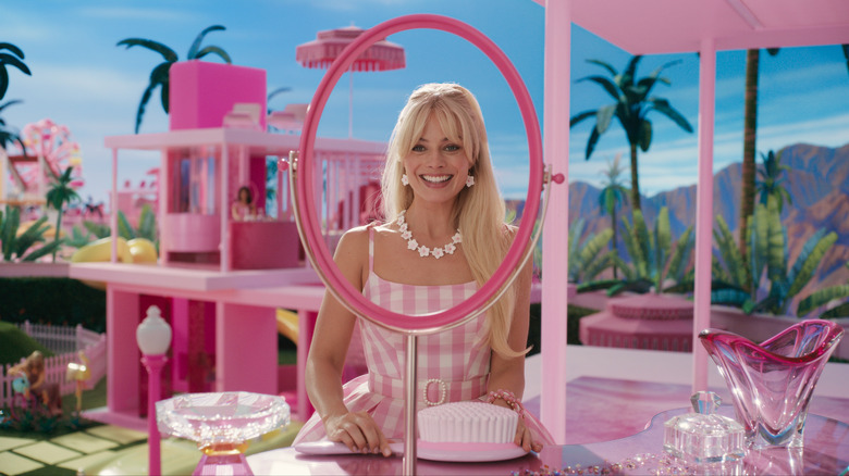 Barbie staring in mirror