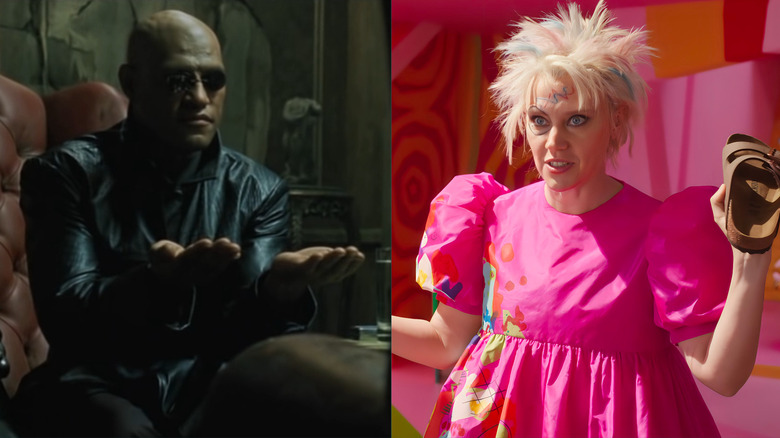 Morpheus and Weird Barbie side by side