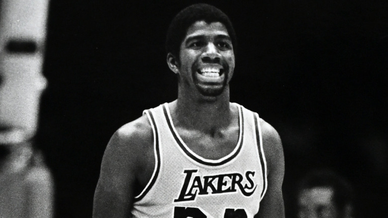 Magic Johnson grimacing