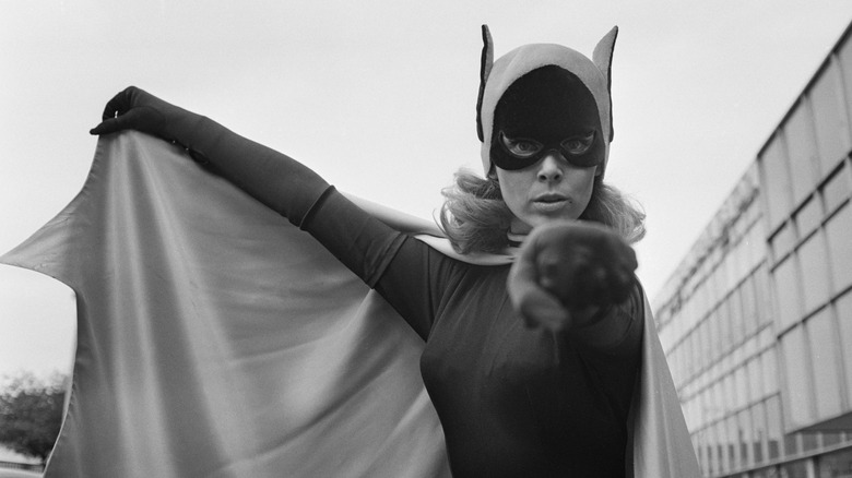 Yvonne Craig's Batgirl points at camera