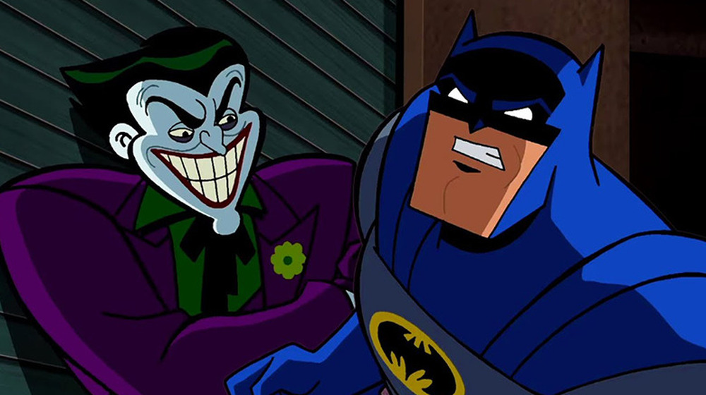 Cartoon Batman and Joker square off