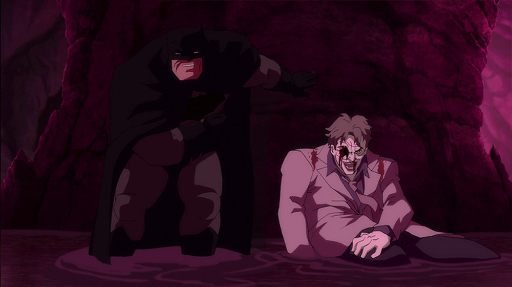 Bloodied animated Batman and Joker