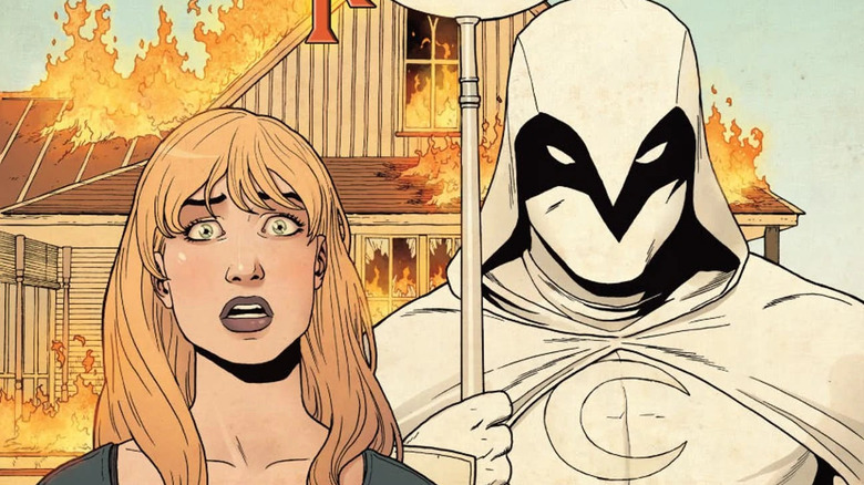 Moon Knight and Marlene in American Gothic pose