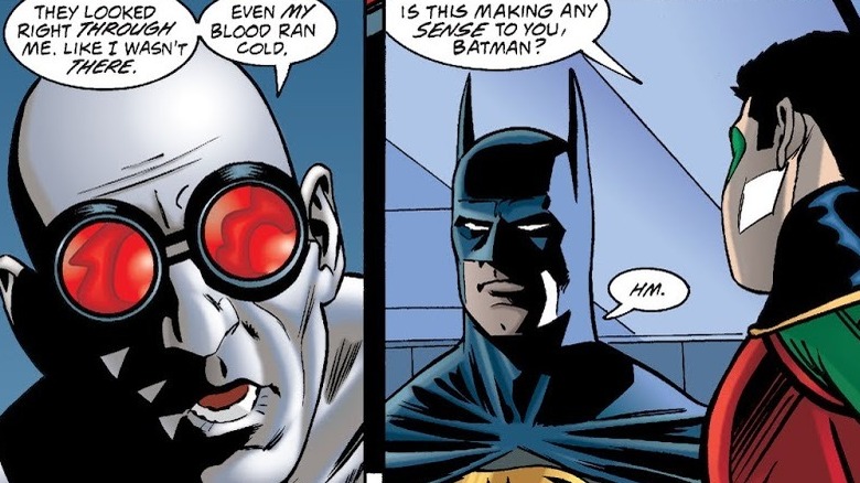 Mr. Freeze talks to Batman and Robin