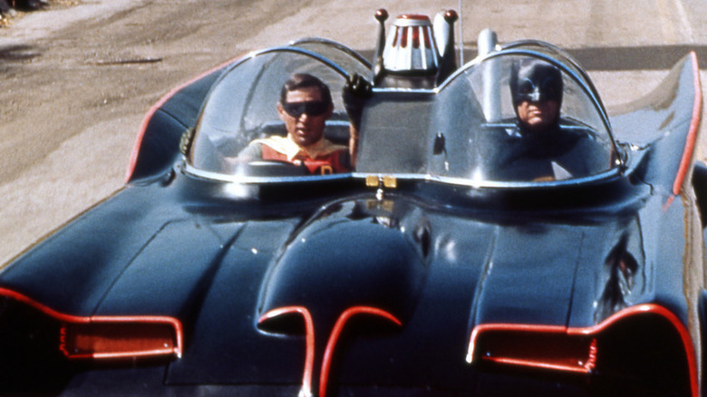 Batman and Robin in the Batmobile