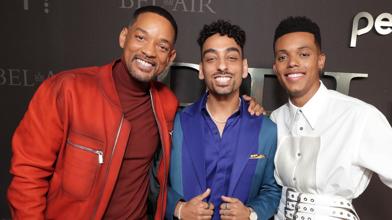 Will Smith, Morgan Cooper, and Jabari Banks at the premiere of Bel-Air