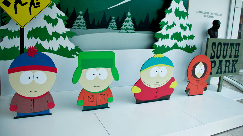 A Paley Center display depicting the main characters of South Park