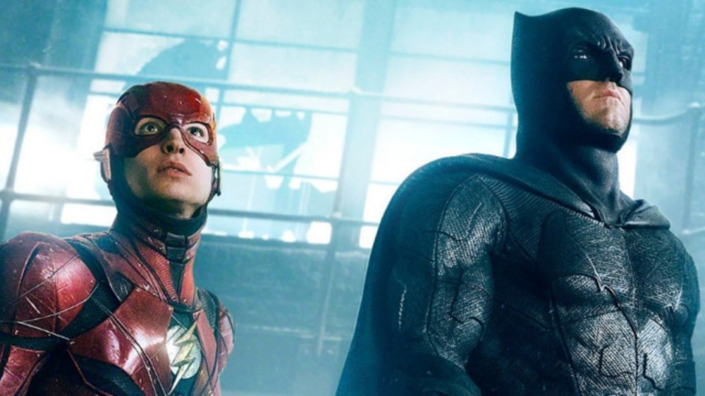 Ezra Miller and Ben Affleck as The Flash and Batman in Justice League