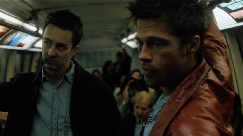 Brad Pitt and Edward Norton on subway