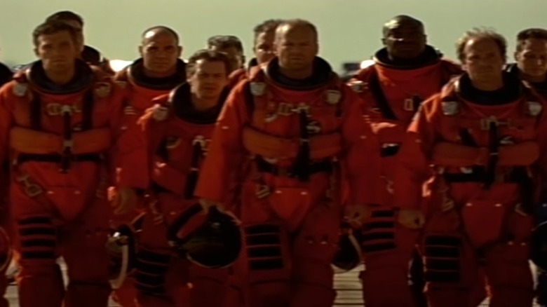 Armageddon roughnecks in astronaut suits