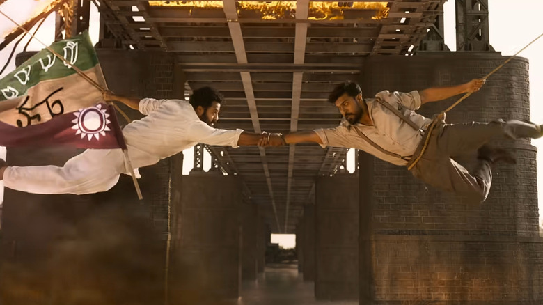 N. T. Rama Rao Jr. and Ram Charan under bridge