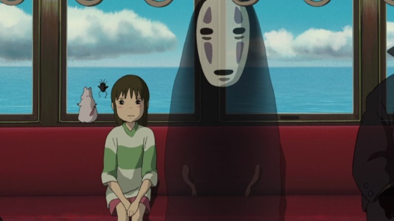 Chihiro and No-face ride the train