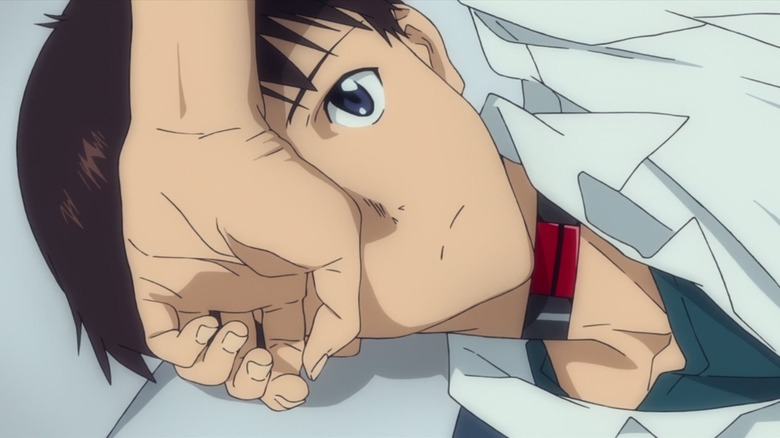 Shinji Ikari covering his eye