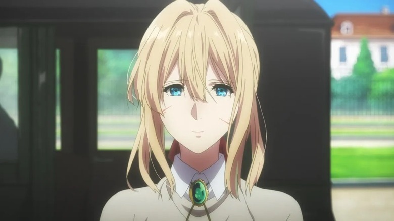 Violet Evergarden on a train