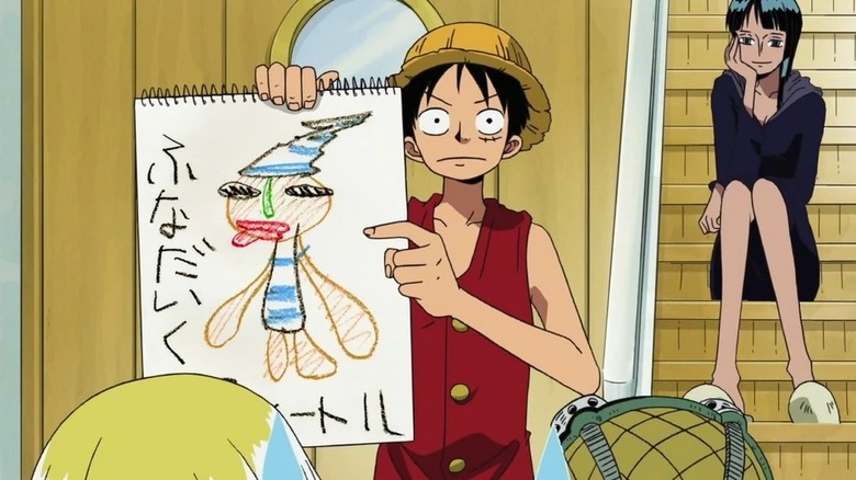 Luffy shows off terrible drawing