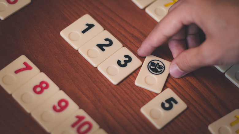 Rummikub tiles in play