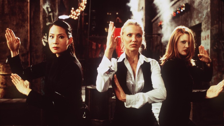 Lucy Liu, Cameron Diaz, and Drew Barrymore fight