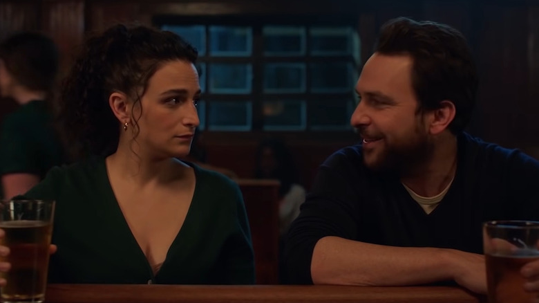 Charlie Day drinking with Jenny Slate