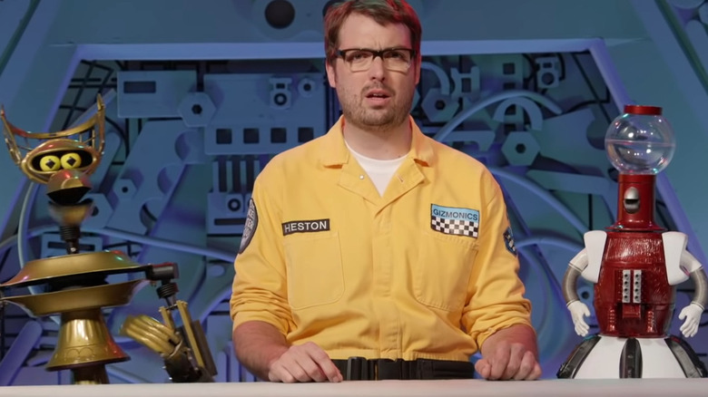 Jonah Ray and robots on MST3K: The Return