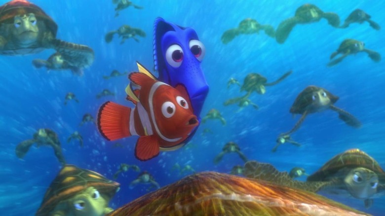 Marlin and Dory swimming