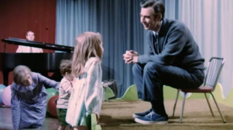 Fred Rogers talks to kid