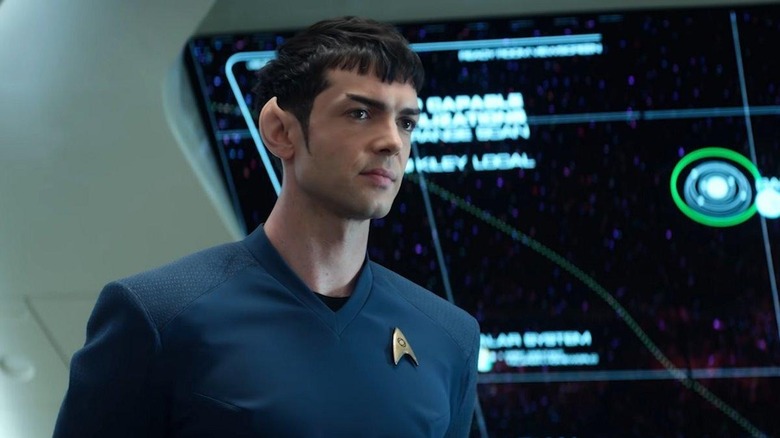 Spock in front of a screen