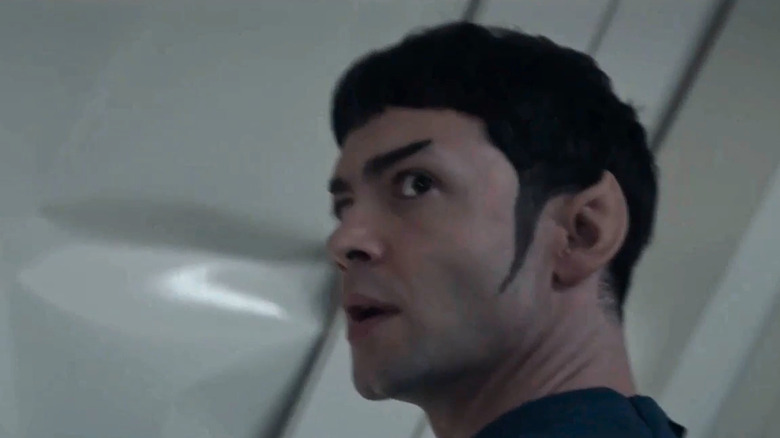 Spock hits a bulhead