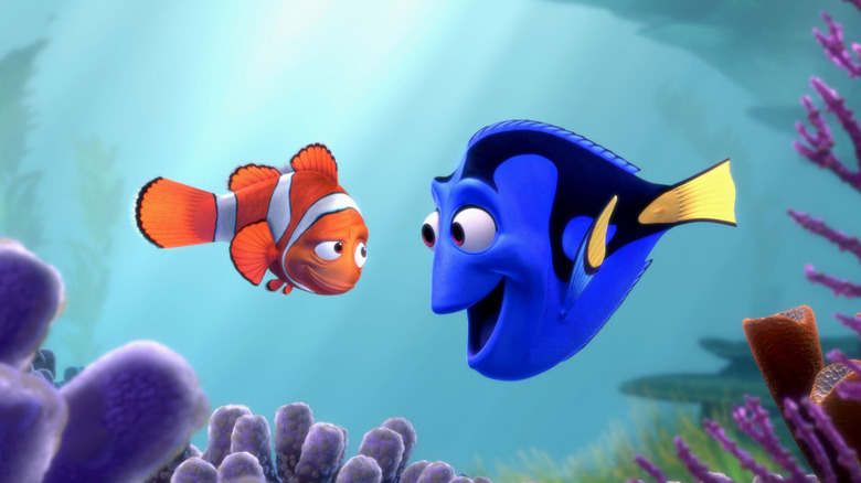 Marlin and Dory swimming