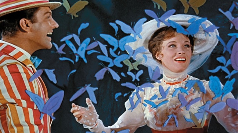 Mary Poppins with animated butterflies 