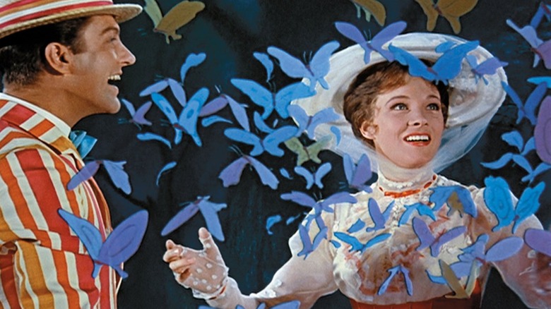 Mary Poppins with animated butterflies