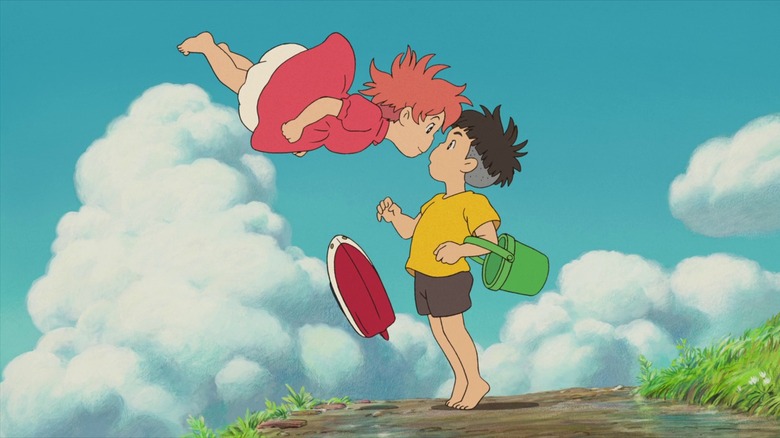 Ponyo floating in front of Sōsuke 