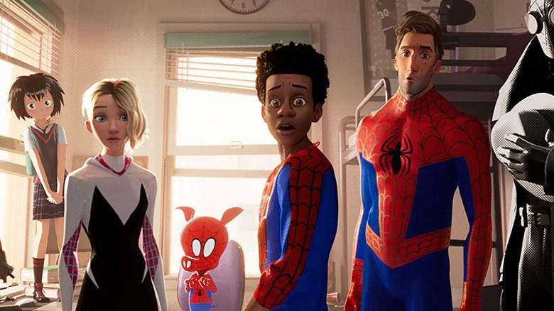 Miles in room with other spider-people